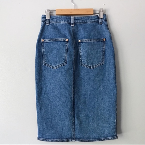 Asos Stretch Denim Jean High Waist Pencil Skirt - Picture 2 of 6